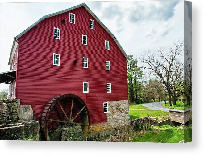 Willow Grove Mill Canvas Print featuring the photograph Willow Grove Mill Spring Day by Lara Ellis