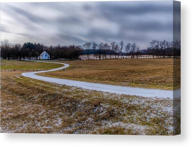 Berryville Virginia Canvas Print featuring the photograph Winding Road In Snow by Tom Singleton