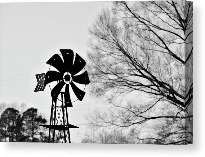 Windmill Canvas Print featuring the photograph Windmill on the Farm by Nicole Lloyd