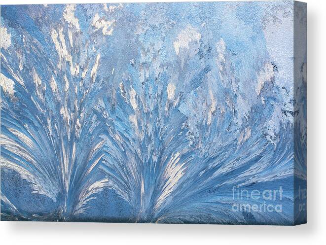 Cheryl Baxter Photography Canvas Print featuring the photograph Window Frost Waves by Cheryl Baxter