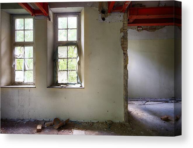 Ghost Town Canvas Print featuring the photograph Window Light Abandoned Building by Dirk Ercken