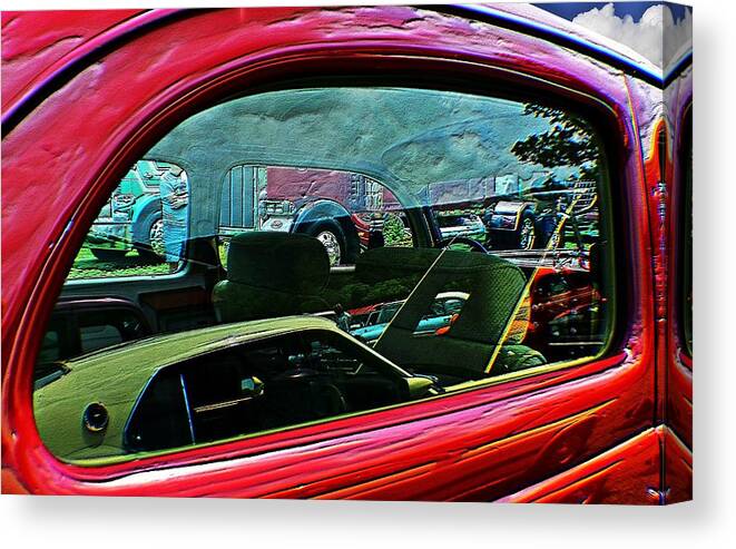 Cars Canvas Print featuring the photograph Window reflection bump map by Karl Rose