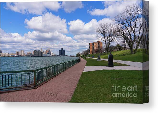 Windsor Riverwalk Canvas Print featuring the photograph Windsor Riverwalk by Rachel Cohen