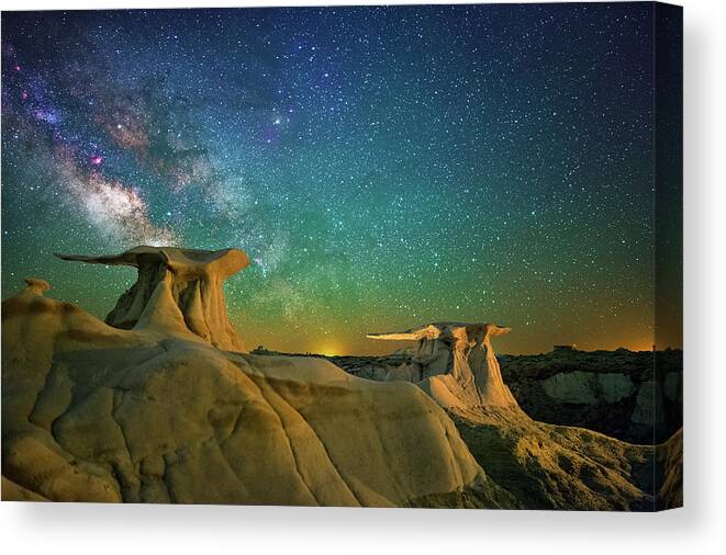 Astronomy Canvas Print featuring the photograph Winged Guardians by Ralf Rohner