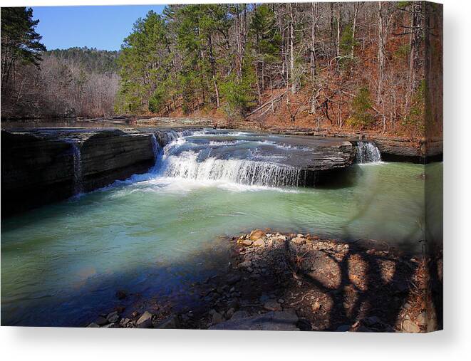 Haw Creek Canvas Print featuring the photograph Winter at Haw Creek Falls by Michael Dougherty