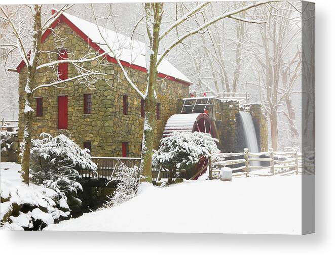 Winter Canvas Print featuring the photograph Winter at the Sudbury Grist Mill by Juergen Roth