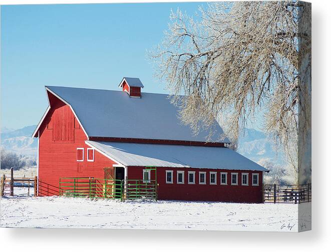Winter Canvas Print featuring the photograph Winter Barn by Aaron Spong