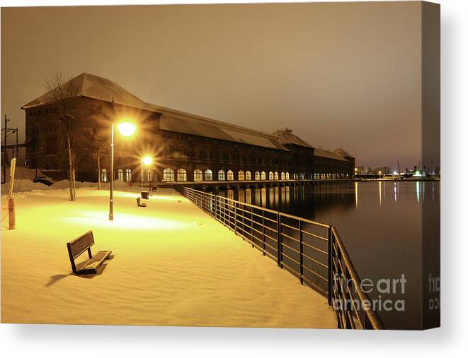 Winter Canvas Print featuring the photograph Winter Edison Sault Hydro Plant by Norris Seward