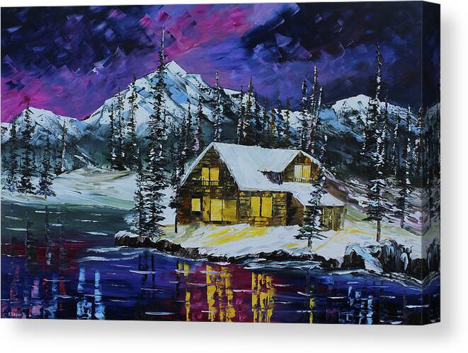 City Paintings Canvas Print featuring the painting Winter Getaway by Kevin Brown