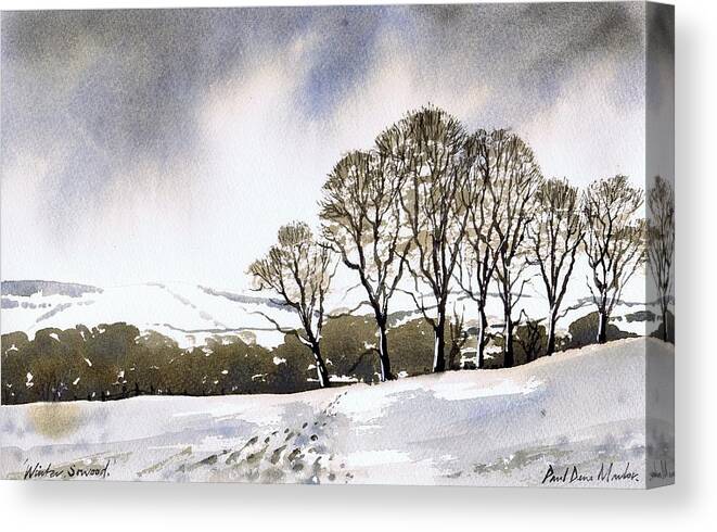 Winter Canvas Print featuring the painting Winter Sowood by Paul Dene Marlor