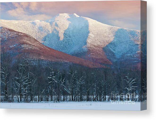 Winter Canvas Print featuring the photograph Winter Sunset At Mount Mansfield by Alan L Graham