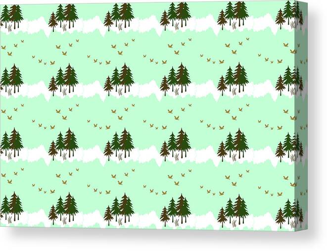 Pine Trees Canvas Print featuring the mixed media Woodland Pattern by Christina Rollo