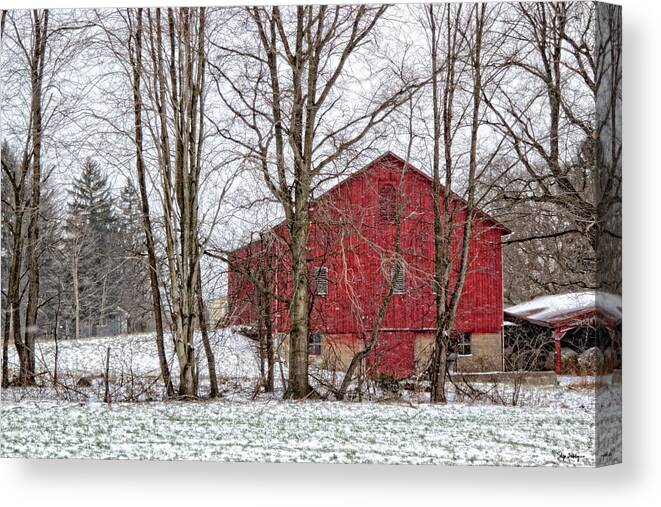 Farm Canvas Print featuring the photograph Wintry Barn by Skip Tribby