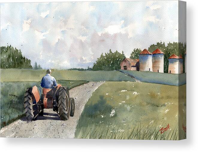 Landscape Canvas Print featuring the painting Working Man by Scott Brown