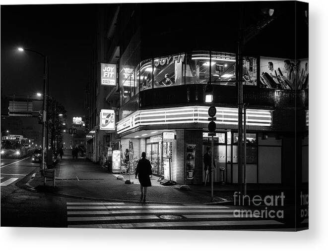 People Canvas Print featuring the photograph Workout the Night, Tokyo Japan by Perry Rodriguez