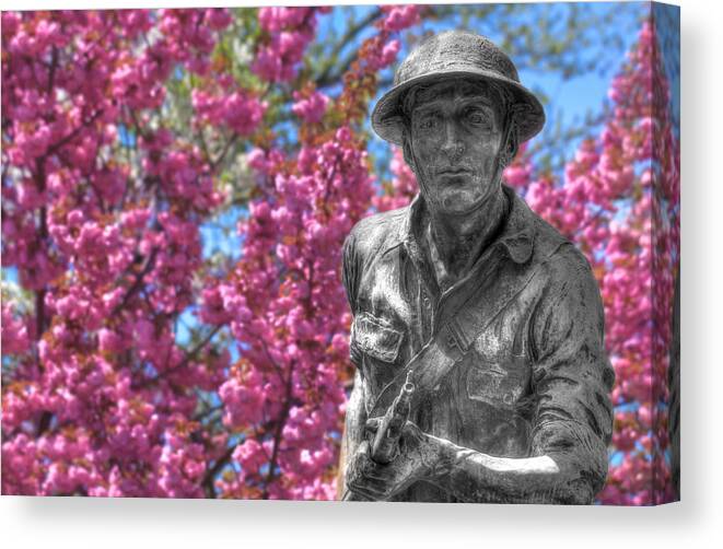 World War I Canvas Print featuring the photograph World War I Buddy Monument Statue by Shelley Neff