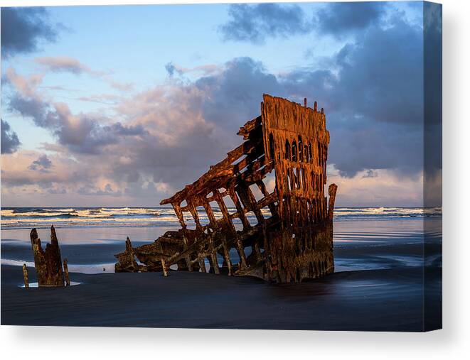 Beaches Canvas Print featuring the photograph Wreck of the Peter Iredale by Robert Potts