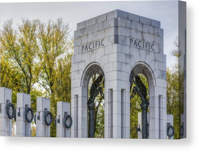 World War Ii Memorial Canvas Print featuring the photograph WWII Paciific Memorial by Susan Candelario