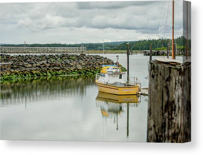 Bandon Canvas Print featuring the photograph Yellow Boat by Joan Baker