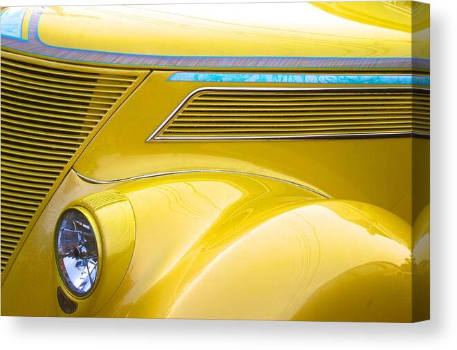  Canvas Print featuring the photograph Yellow Classic Car Contours by Polly Castor