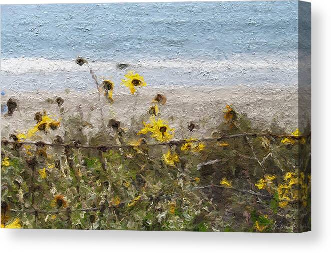 Yellow Canvas Print featuring the painting Yellow Wildflowers- Art by Linda Woods by Linda Woods