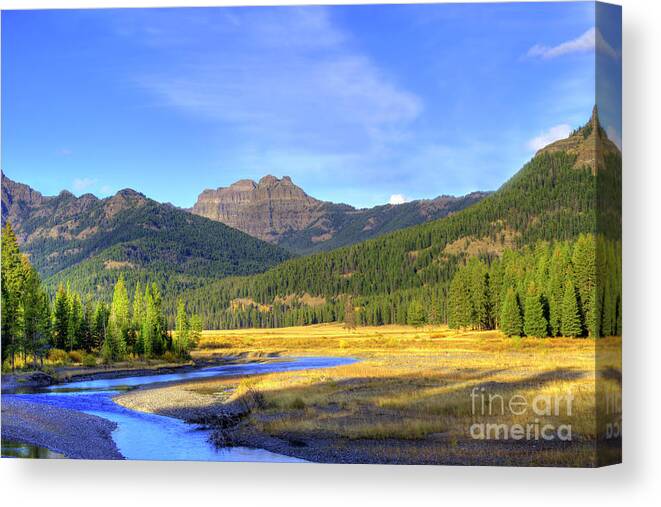 Autumn Canvas Print featuring the photograph Yellowstone National Park landscape by Juli Scalzi