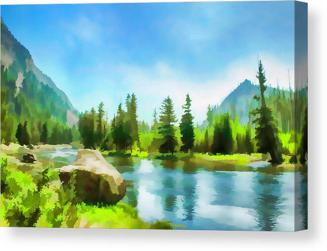Yellowstone River Canvas Print featuring the photograph Yellowstone River by Lorraine Baum