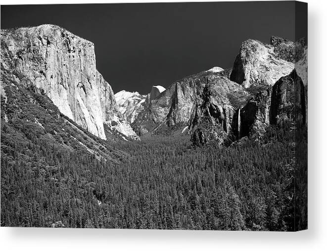 California Canvas Print featuring the photograph Yosemite Tunnel View BW by Levin Rodriguez