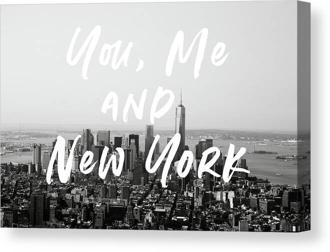 New York Canvas Print featuring the mixed media You Me and New York- Art by Linda Woods by Linda Woods