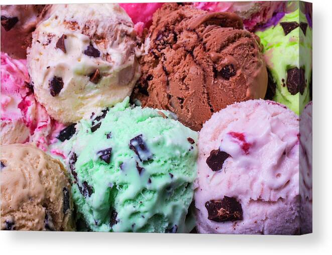 Scoops Canvas Print featuring the photograph Yummy Scoops Of Ice Cream by Garry Gay