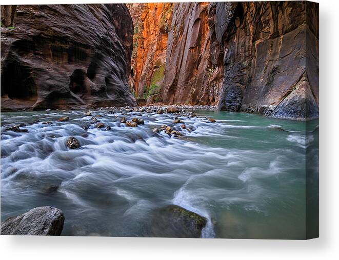 Zion Canvas Print featuring the photograph Zion Narrows by Wesley Aston