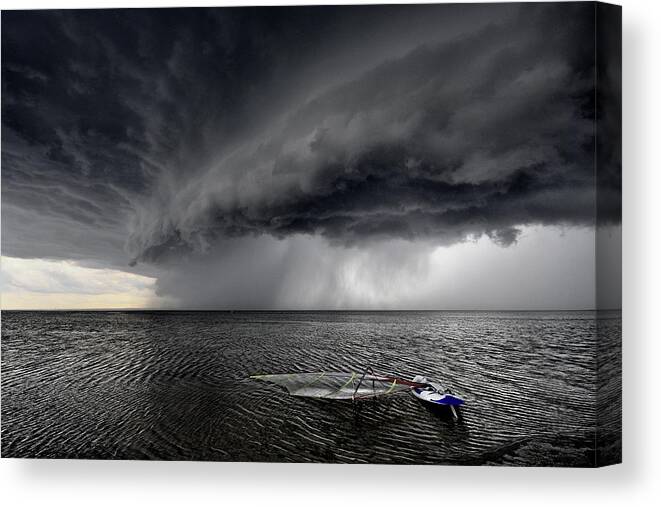 Seascape Canvas Print featuring the photograph ... Where Are You ? by Roman Lipinski 