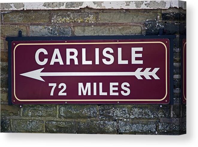 Settle Canvas Print featuring the photograph 06/06/14 SETTLE. Period Destination Board. by Lachlan Main