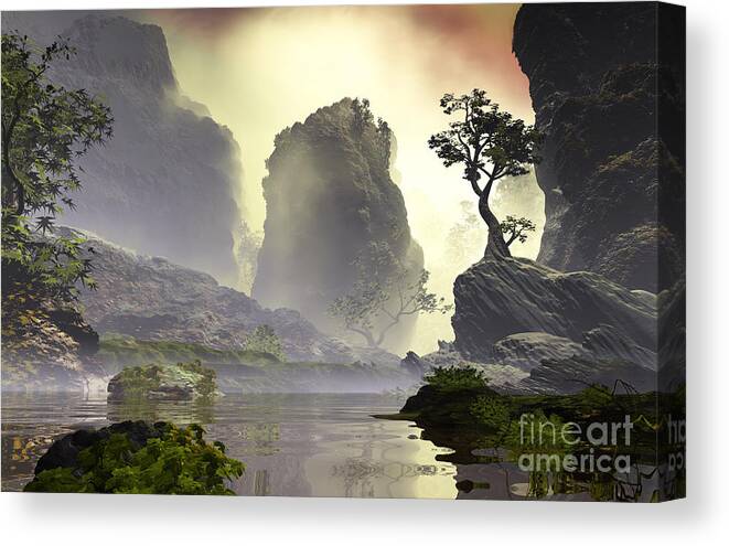 Forest Canvas Print featuring the digital art 3d Illustration Of Landscape With Fancy by Estevez