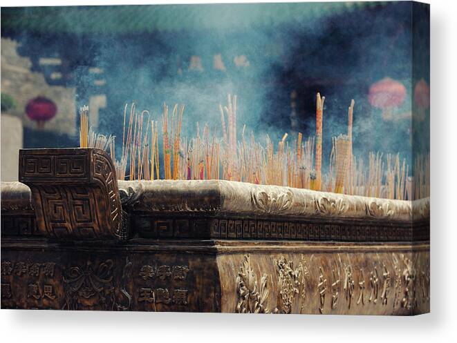 Chinese Culture Canvas Print featuring the photograph Ancient Dafo Buddhist Temple #1 by Tunart