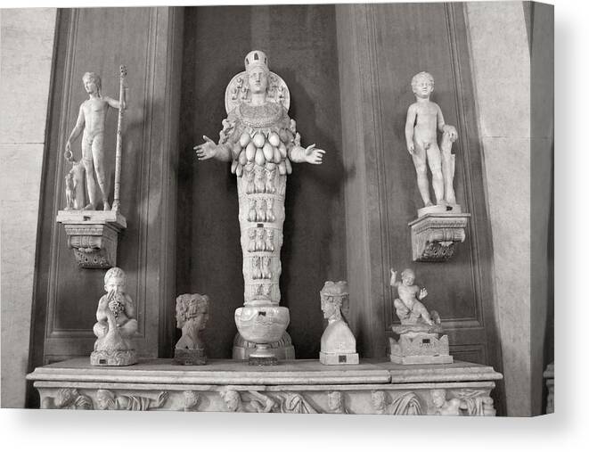 Sculpture Canvas Print featuring the photograph Artemis of Ephesus in the Vatican Museum #2 by Angela Rath