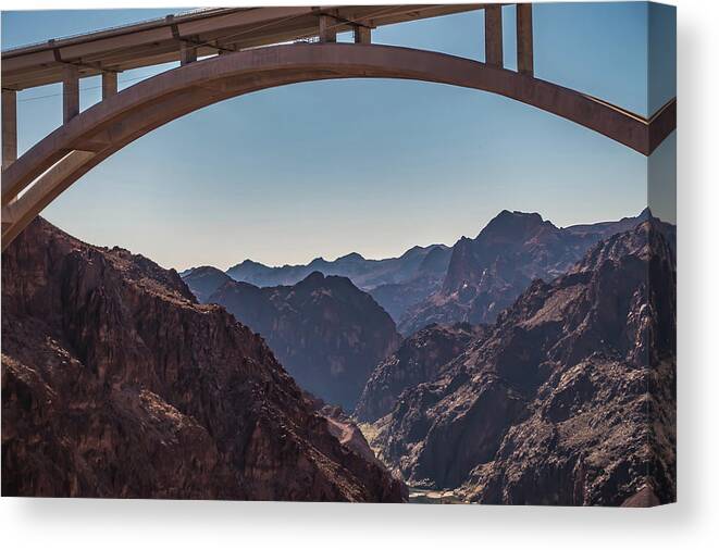 Hoover Canvas Print featuring the photograph At Hoover Dam Nevada Arizona State Line #1 by Alex Grichenko