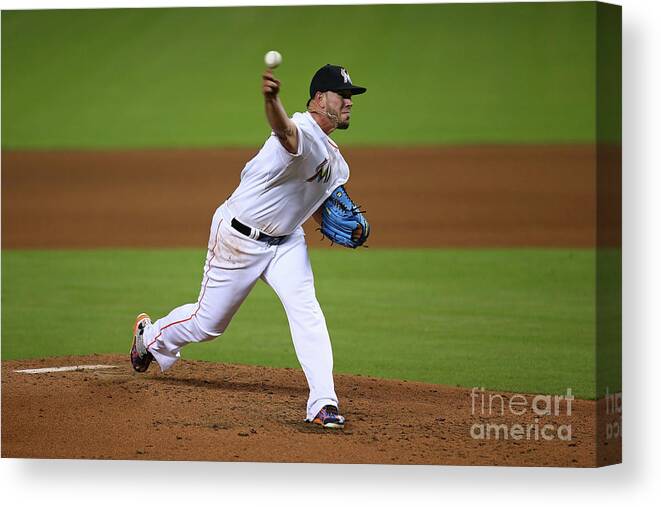 People Canvas Print featuring the photograph Atlanta Braves V Miami Marlins by Rob Foldy