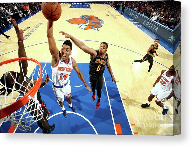 Allonzo Trier Canvas Print featuring the photograph Atlanta Hawks V New York Knicks #1 by Nathaniel S. Butler
