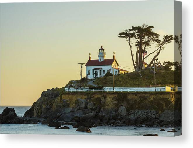 Battery Point Lighthouse Canvas Print featuring the photograph Battery Point Lighthouse 1 #1 by Donald Pash