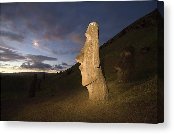 Scenics Canvas Print featuring the photograph Chile, Easter Island, Moai Statues Of #1 by Michael Dunning