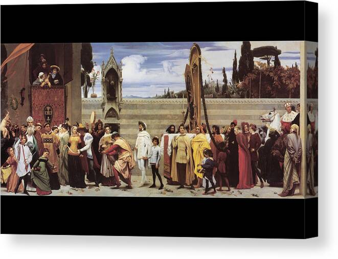 Parade Canvas Print featuring the painting Cimabue's Celebrated Madonna #1 by Frederic Leighton