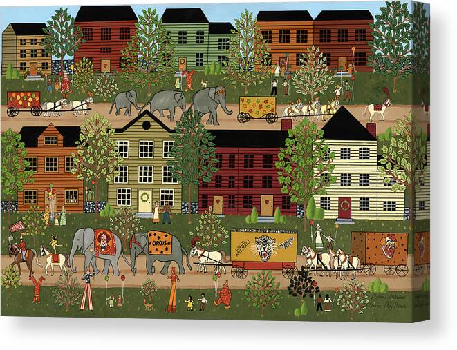 Circus Day Parade Canvas Print featuring the painting Circus Day Parade #1 by Medana Gabbard