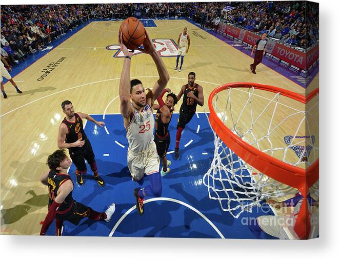 Ben Simmons Canvas Print featuring the photograph Cleveland Cavaliers V Philadelphia 76ers #1 by Jesse D. Garrabrant