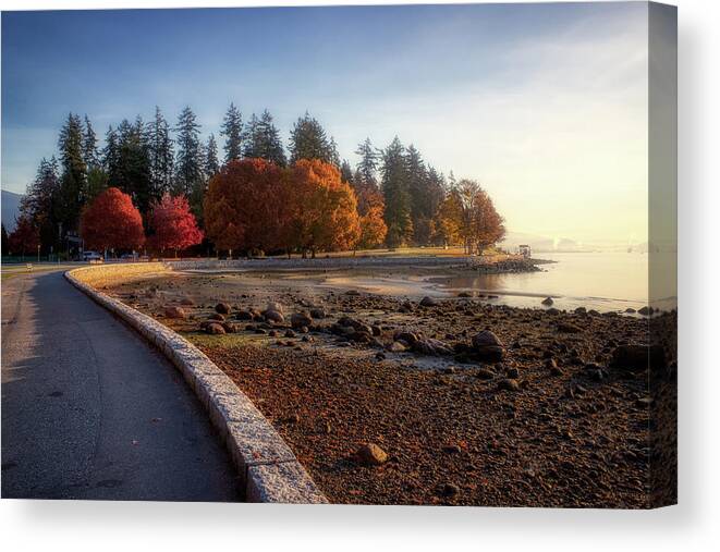 Autumn Canvas Print featuring the photograph Colorful Autumn Foliage at Stanley Park #1 by Andy Konieczny