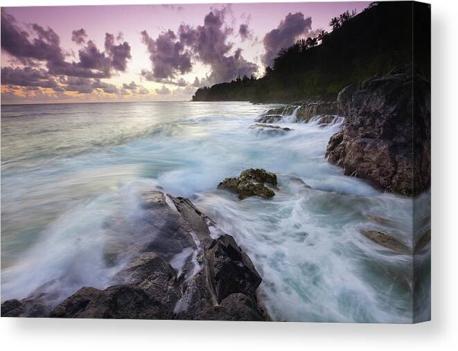 Scenics Canvas Print featuring the photograph Dawn On North Shore Of Kauai, Hawaii #1 by Ingmar Wesemann