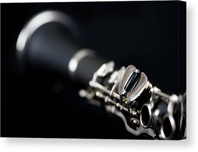 Clarinet Canvas Print featuring the photograph Detail Of A Clarinet #1 by Junior Gonzalez