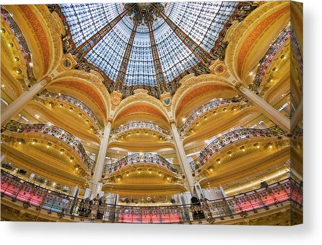 Ile-de-france Canvas Print featuring the photograph Dome And Balconies Of Galeries #1 by Izzet Keribar