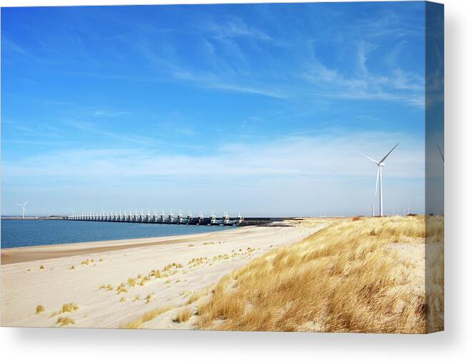 Environmental Conservation Canvas Print featuring the photograph Eastern Scheldt Storm Barrier, Clear #1 by Sara winter