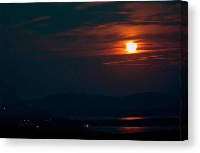Moon Canvas Print featuring the photograph Full Moon Rising #1 by Greg DeBeck